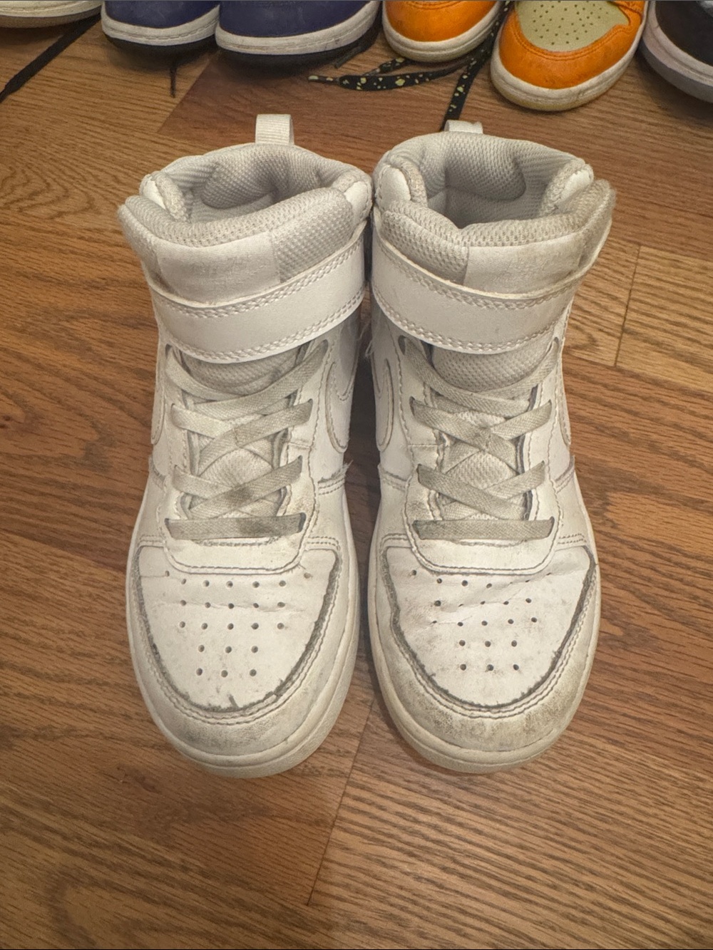 Nike White High-Top Kids Sneakers with Strap